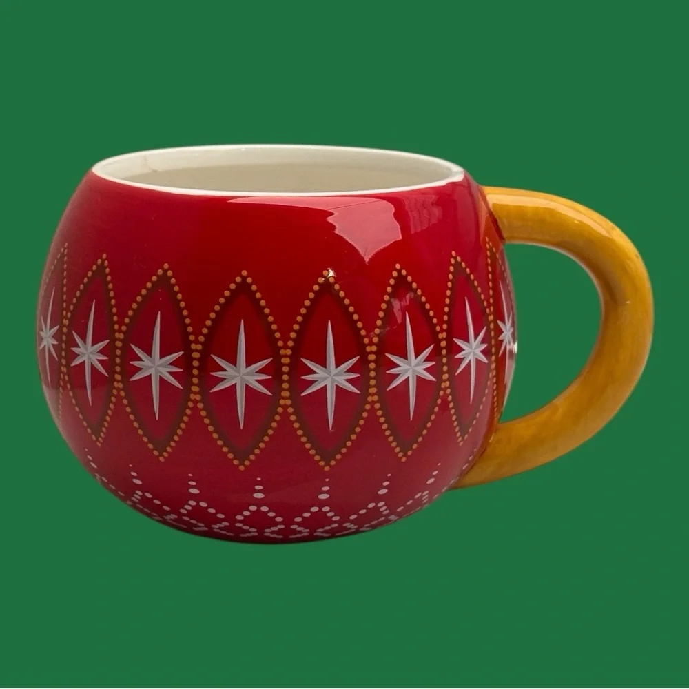 Harry & David Holiday Christmas Mug Red and White Starburst Pattern Ceramic - Picture 1 of 10